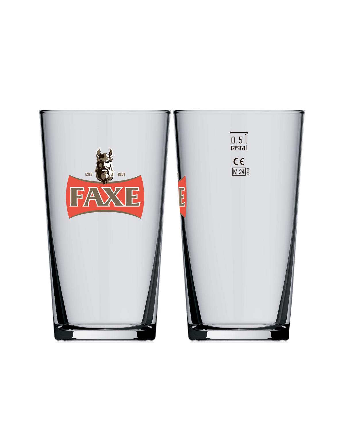 Conical glass 56,8cl pint format with FAXE Beer logo printed